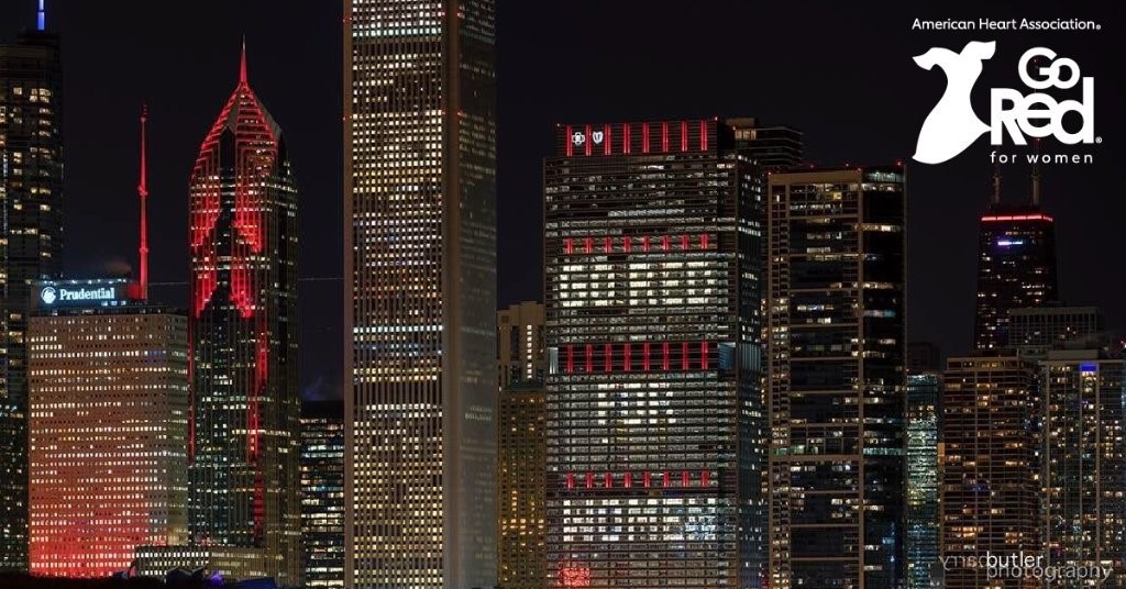 Go red for women chicago skyline